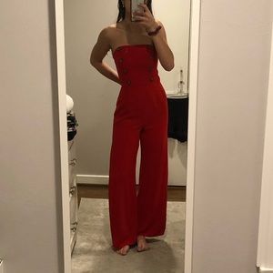 NWOT cute button red jumpsuit